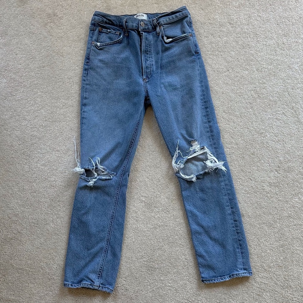 AGOLDE Riley Crop Ankle High Rise Straight Jeans